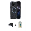 MARSİLYAN™- iPhone 15 Pro Kılıf Eksen Çizgi - Siyah Polymer Nano Ekran Koruyucu + Raze Metal Kamera Lens - LT