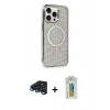 MARSİLYAN™- iPhone 15 Pro Kılıf Eksen Çizgi - Siyah Polymer Nano Ekran Koruyucu + Raze Metal Kamera Lens - LT