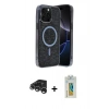MARSİLYAN™- iPhone 15 Pro Kılıf Eksen Çizgi - Siyah Polymer Nano Ekran Koruyucu + Raze Metal Kamera Lens - GS