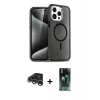 MARSİLYAN™- iPhone 15 Pro Kılıf Eksen Doku Koleksiyonu - Şeffaf 360 Full Body Arka Koruyucu + Raze Metal Kamera Lens - GS