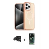 MARSİLYAN™- iPhone 15 Pro Kılıf Eksen Doku Koleksiyonu - Şeffaf 360 Full Body Arka Koruyucu + Raze Metal Kamera Lens - GS