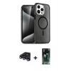MARSİLYAN™- iPhone 15 Pro Kılıf Eksen Doku Koleksiyonu - Şeffaf 360 Full Body Arka Koruyucu + Raze Metal Kamera Lens - LT
