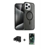 MARSİLYAN™- iPhone 15 Pro Kılıf Eksen Doku Koleksiyonu - Şeffaf 360 Full Body Arka Koruyucu + Raze Metal Kamera Lens - SH