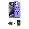 MARSİLYAN™- iPhone 15 Pro Kılıf Eksen Doku Koleksiyonu - Şeffaf 360 Full Body Arka Koruyucu + Raze Metal Kamera Lens - TMGI