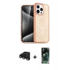 MARSİLYAN™- iPhone 15 Pro Kılıf Eksen Doku Koleksiyonu - Şeffaf 360 Full Body Arka Koruyucu + Raze Metal Kamera Lens - SH