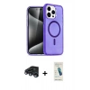 MARSİLYAN™- iPhone 15 Pro Kılıf Eksen Doku Koleksiyonu - Şeffaf Pasifik Cam Ekran Koruyucu + Raze Metal Kamera Lens - LT