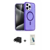 MARSİLYAN™- iPhone 15 Pro Kılıf Eksen Doku Koleksiyonu - Şeffaf Pasifik Cam Ekran Koruyucu + Raze Metal Kamera Lens - SH