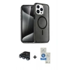 MARSİLYAN™- iPhone 15 Pro Kılıf Eksen Doku Koleksiyonu - Şeffaf Royal Nano Ekran Koruyucu + Raze Metal Kamera Lens - LT