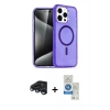 MARSİLYAN™- iPhone 15 Pro Kılıf Eksen Doku Koleksiyonu - Şeffaf Royal Nano Ekran Koruyucu + Raze Metal Kamera Lens - LT