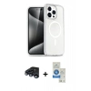 MARSİLYAN™- iPhone 15 Pro Kılıf Eksen Doku Koleksiyonu - Şeffaf Royal Nano Ekran Koruyucu + Raze Metal Kamera Lens - LT