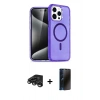 MARSİLYAN™- iPhone 15 Pro Kılıf Eksen Doku Koleksiyonu - Siyah 3D Antistatik Hayalet Cam Ekran Koruyucu + Raze Metal Kamera Lens - TMGI