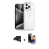 MARSİLYAN™- iPhone 15 Pro Kılıf Eksen Doku Koleksiyonu - Siyah 3D Antistatik Mat Seramik Nano Ekran Koruyucu + Raze Metal Kamera Lens - GS