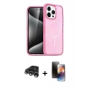 MARSİLYAN™- iPhone 15 Pro Kılıf Eksen Doku Koleksiyonu - Siyah 3D Antistatik Mat Seramik Nano Ekran Koruyucu + Raze Metal Kamera Lens - GS