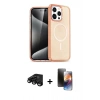 MARSİLYAN™- iPhone 15 Pro Kılıf Eksen Doku Koleksiyonu - Siyah 3D Antistatik Mat Seramik Nano Ekran Koruyucu + Raze Metal Kamera Lens - SH