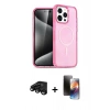 MARSİLYAN™- iPhone 15 Pro Kılıf Eksen Doku Koleksiyonu - Siyah 3D Antistatik Mat Seramik Nano Ekran Koruyucu + Raze Metal Kamera Lens - SH