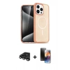 MARSİLYAN™- iPhone 15 Pro Kılıf Eksen Doku Koleksiyonu - Siyah 3D Antistatik Mat Seramik Nano Ekran Koruyucu + Raze Metal Kamera Lens - TMGI