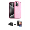 MARSİLYAN™- iPhone 15 Pro Kılıf Eksen Doku Koleksiyonu - Siyah 3D Antistatik Mat Seramik Nano Ekran Koruyucu + Raze Metal Kamera Lens - TMGI