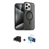 MARSİLYAN™- iPhone 15 Pro Kılıf Eksen Doku Koleksiyonu - Siyah 3D Antistatik Seramik Nano Ekran Koruyucu + Raze Metal Kamera Lens - SH
