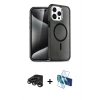 MARSİLYAN™- iPhone 15 Pro Kılıf Eksen Doku Koleksiyonu - Siyah 3D Antistatik Seramik Nano Ekran Koruyucu + Raze Metal Kamera Lens - TMGI