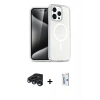 MARSİLYAN™- iPhone 15 Pro Kılıf Eksen Doku Koleksiyonu - Siyah Bilvis 0.18mm Plus Cam Ekran Koruyucu + Raze Metal Kamera Lens - LT