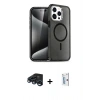 MARSİLYAN™- iPhone 15 Pro Kılıf Eksen Doku Koleksiyonu - Siyah Bilvis 0.18mm Plus Cam Ekran Koruyucu + Raze Metal Kamera Lens - LT