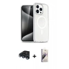 MARSİLYAN™- iPhone 15 Pro Kılıf Eksen Doku Koleksiyonu - Siyah Bilvis 3D Mat Cam Ekran Koruyucu + Raze Metal Kamera Lens - LT
