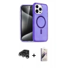MARSİLYAN™- iPhone 15 Pro Kılıf Eksen Doku Koleksiyonu - Siyah Bilvis 3D Mat Cam Ekran Koruyucu + Raze Metal Kamera Lens - GS