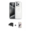 MARSİLYAN™- iPhone 15 Pro Kılıf Eksen Doku Koleksiyonu - Siyah Bilvis 3D Mat Cam Ekran Koruyucu + Raze Metal Kamera Lens - GS