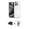 MARSİLYAN™- iPhone 15 Pro Kılıf Eksen Doku Koleksiyonu - Siyah Bilvis 3D Mat Cam Ekran Koruyucu + Raze Metal Kamera Lens - TMGI