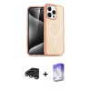 MARSİLYAN™- iPhone 15 Pro Kılıf Eksen Doku Koleksiyonu - Siyah Bilvis 5in1 3D Magic Cam Ekran Koruyucu + Raze Metal Kamera Lens - TMGI
