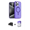 MARSİLYAN™- iPhone 15 Pro Kılıf Eksen Doku Koleksiyonu - Siyah Bilvis 5in1 3D Magic Cam Ekran Koruyucu + Raze Metal Kamera Lens - TMGI