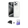 MARSİLYAN™- iPhone 15 Pro Kılıf Eksen Doku Koleksiyonu - Siyah Bilvis 5in1 5D Magic Hayalet Cam Ekran Koruyucu + Raze Metal Kamera Lens - GS