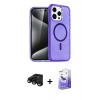 MARSİLYAN™- iPhone 15 Pro Kılıf Eksen Doku Koleksiyonu - Siyah Bilvis 5in1 5D Magic Hayalet Cam Ekran Koruyucu + Raze Metal Kamera Lens - SH