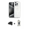 MARSİLYAN™- iPhone 15 Pro Kılıf Eksen Doku Koleksiyonu - Siyah Bilvis Hayalet Cam Ekran Koruyucu + Raze Metal Kamera Lens - TMGI