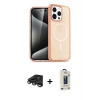 MARSİLYAN™- iPhone 15 Pro Kılıf Eksen Doku Koleksiyonu - Siyah Bilvis Hayalet Cam Ekran Koruyucu + Raze Metal Kamera Lens - TMGI