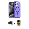 MARSİLYAN™- iPhone 15 Pro Kılıf Eksen Doku Koleksiyonu - Siyah Buffer Cam Ekran Koruyucu + Raze Metal Kamera Lens - LT