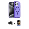 MARSİLYAN™- iPhone 15 Pro Kılıf Eksen Doku Koleksiyonu - Siyah Buffer Hayalet Cam Ekran Koruyucu + Raze Metal Kamera Lens - SH
