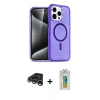 MARSİLYAN™- iPhone 15 Pro Kılıf Eksen Doku Koleksiyonu - Siyah Polymer Nano Ekran Koruyucu + Gümüş Raze Metal Kamera Lens
