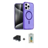 MARSİLYAN™- iPhone 15 Pro Kılıf Eksen Doku Koleksiyonu - Siyah Polymer Nano Ekran Koruyucu + Raze Metal Kamera Lens - LT