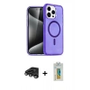 MARSİLYAN™- iPhone 15 Pro Kılıf Eksen Doku Koleksiyonu - Siyah Polymer Nano Ekran Koruyucu + Raze Metal Kamera Lens - TMGI