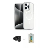 MARSİLYAN™- iPhone 15 Pro Kılıf Eksen Doku Koleksiyonu - Siyah Polymer Nano Ekran Koruyucu + Raze Metal Kamera Lens - TMGI