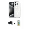 MARSİLYAN™- iPhone 15 Pro Kılıf Eksen Doku Koleksiyonu - Siyah Polymer Nano Ekran Koruyucu + Raze Metal Kamera Lens - LT