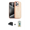 MARSİLYAN™- iPhone 15 Pro Kılıf Eksen Doku Koleksiyonu - Siyah Polymer Nano Ekran Koruyucu + Raze Metal Kamera Lens - LT