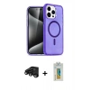 MARSİLYAN™- iPhone 15 Pro Kılıf Eksen Doku Koleksiyonu - Siyah Polymer Nano Ekran Koruyucu + Raze Metal Kamera Lens - SH