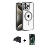 MARSİLYAN™- iPhone 15 Pro Kılıf Eksen Form Koleksiyonu - Şeffaf 360 Full Body Arka Koruyucu + Raze Metal Kamera Lens - LT