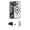 MARSİLYAN™- iPhone 15 Pro Kılıf Eksen Form Koleksiyonu - Şeffaf Pasifik Cam Ekran Koruyucu + Raze Metal Kamera Lens - LT