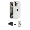 MARSİLYAN™- iPhone 15 Pro Kılıf Eksen Form Koleksiyonu - Şeffaf Pasifik Cam Ekran Koruyucu + Raze Metal Kamera Lens - LT