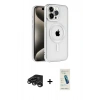 MARSİLYAN™- iPhone 15 Pro Kılıf Eksen Form Koleksiyonu - Şeffaf Pasifik Cam Ekran Koruyucu + Raze Metal Kamera Lens - TMGI