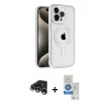 MARSİLYAN™- iPhone 15 Pro Kılıf Eksen Form Koleksiyonu - Şeffaf Royal Nano Ekran Koruyucu + Raze Metal Kamera Lens - GS