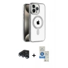 MARSİLYAN™- iPhone 15 Pro Kılıf Eksen Form Koleksiyonu - Şeffaf Royal Nano Ekran Koruyucu + Raze Metal Kamera Lens - LT